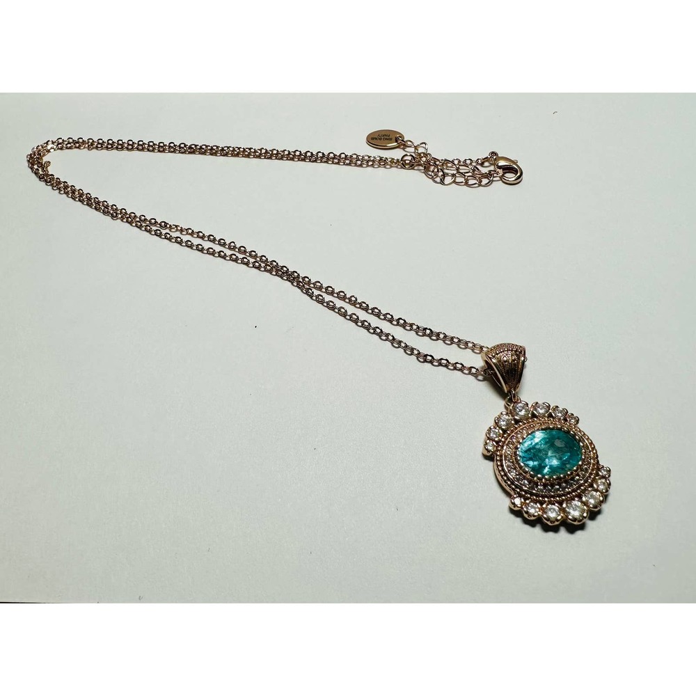 Three Wishes Rose Gold Ocean Blue Topaz Necklace